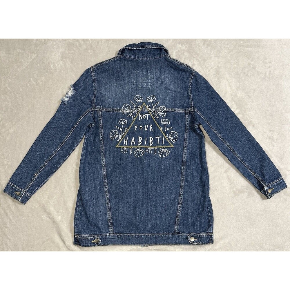 Handmade BabyFist Now Nol Collective Women's M Embroidered Denim Jean Jacket
